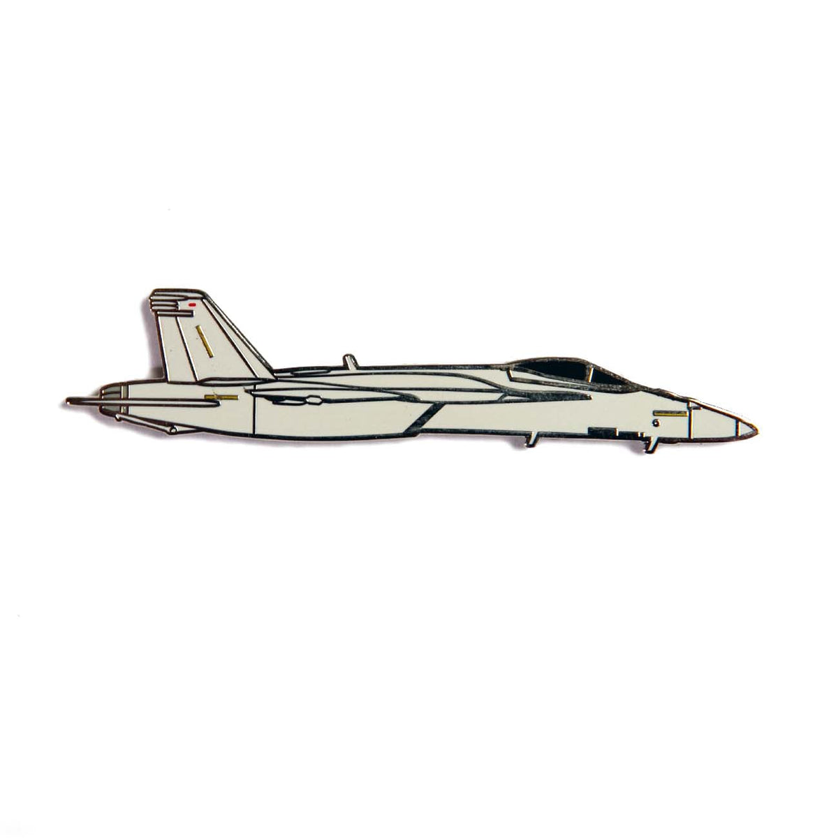 The Boeing Stores Boeing F/A-18 Illustrated Magnet showcases a sleek fighter jet with a streamlined design and pointed nose, highlighted against a clean white background and enhanced by an eye-catching enamel color fill.