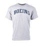 Adult grey t-shirt with navy Boeing varsity logo across the chest
