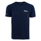 The Boeing 737 Series Unisex T-Shirt by BOEING features a navy blue, moisture-wicking design with 737 in white on the left chest and BOEING on the sleeve, shown against a plain white background—perfect for aviation fans.