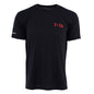 The Boeing T-7A Red Hawk Series Unisex T-Shirt features a black short-sleeve design, T-7A in red on the left chest, and BOEING in white on the left sleeve—ideal for aviation fans. Comfortable and breathable, shown on a plain white background.