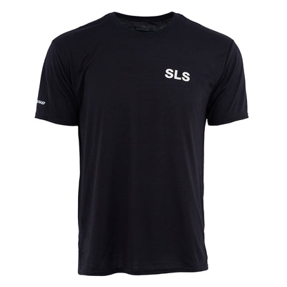 The Boeing Space Launch System Series Unisex T-Shirt features SLS in white on the left chest and BOEING on the left sleeve—a must-have for any aviation enthusiast.