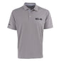 The Boeing KC-46A Pegasus Series Men’s Polo by BOEING features light gray, short sleeves, a collar with three buttons, black KC-46 on the left chest, Boeing logo on the sleeve, and moisture-wicking fabric to keep you cool and dry.