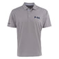 The BOEING P-8A Poseidon Series Men’s Polo is a light gray, short-sleeve shirt with a collar and three buttons, featuring dark blue P-8A on the left chest and Boeing on the sleeve. Moisture-wicking fabric keeps you cool.