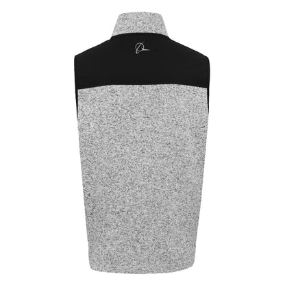 The Boeing Signature Men's Color Block Vest by BOEING is a sleeveless gray vest with a black upper back panel, featuring a small white stitched logo near the collar on the back.