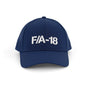 The Boeing F/A-18 Super Hornet Series Hat by BOEING features a bold 3D F/A-18 logo on the navy blue front panel, side ventilation holes, and an adjustable Velcro closure for a secure fit.