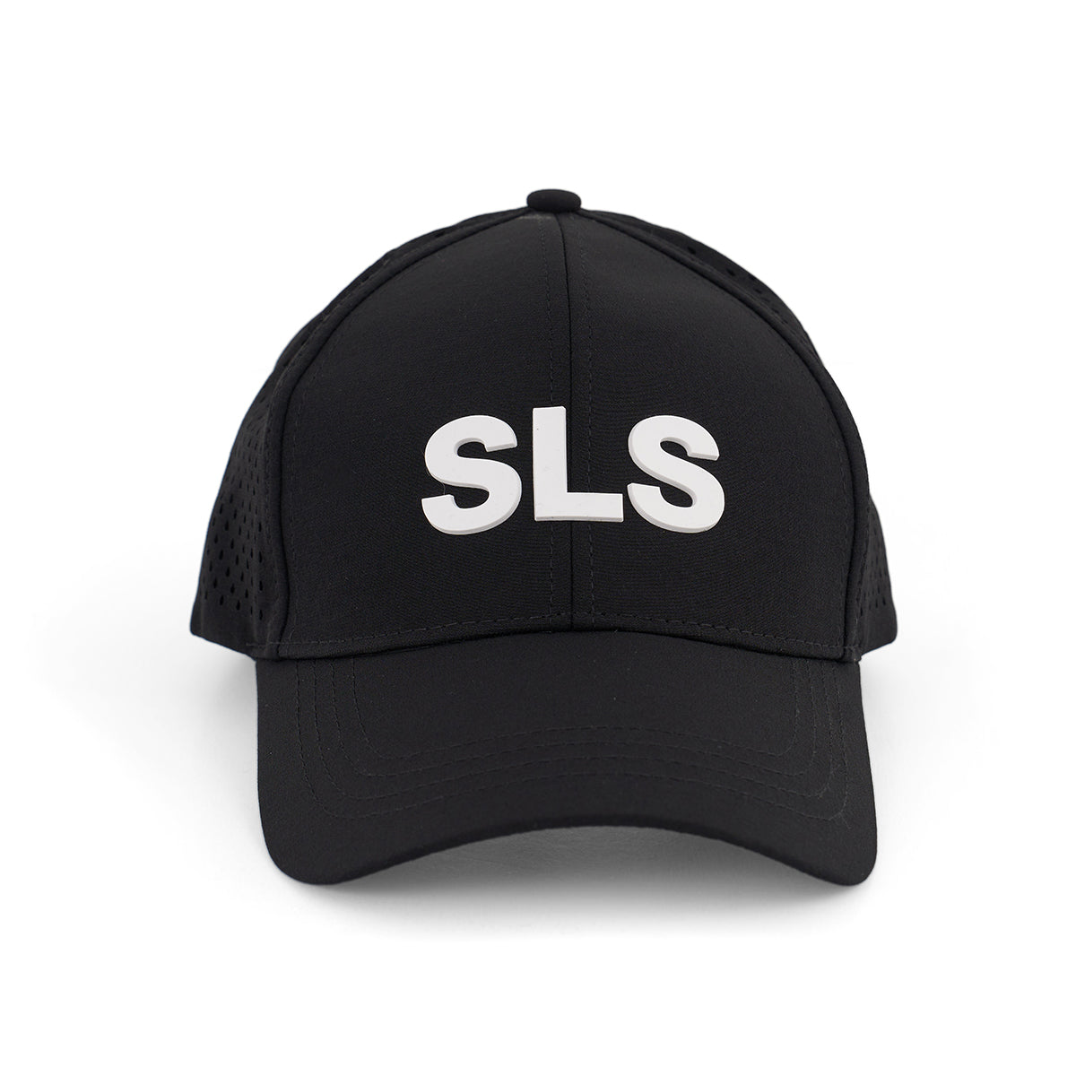 The BOEING Space Launch System Series Hat is black with a bold 3D SLS logo in large white letters on the front, and features an adjustable velcro closure for comfort. Displayed against a plain white background.