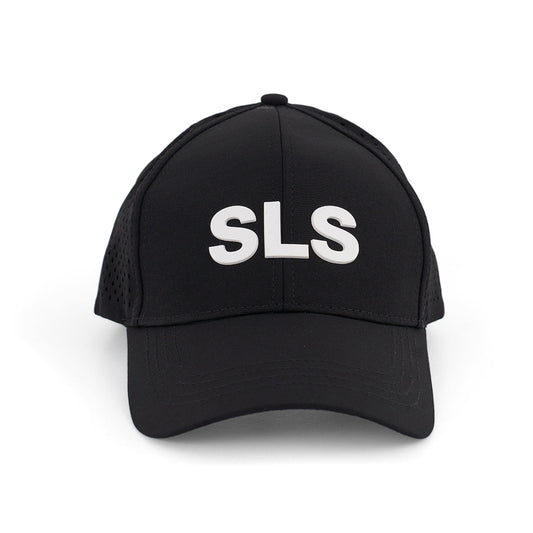 The BOEING Space Launch System Series Hat is black with a bold 3D SLS logo in large white letters on the front, and features an adjustable velcro closure for comfort. Displayed against a plain white background.