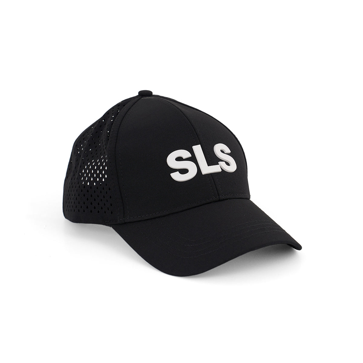 The Boeing Space Launch System Series Hat by BOEING is a black baseball cap with a bold 3D SLS logo on the front and mesh side panels for ventilation with a perforated design.