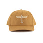 The Richardson Boeing Airplane Logo Snapback Hat by BOEING is made from tan cotton twill and showcases embroidered airplane wings with "BOEING" in white and gold on the front—a timeless nod to aviation heritage.