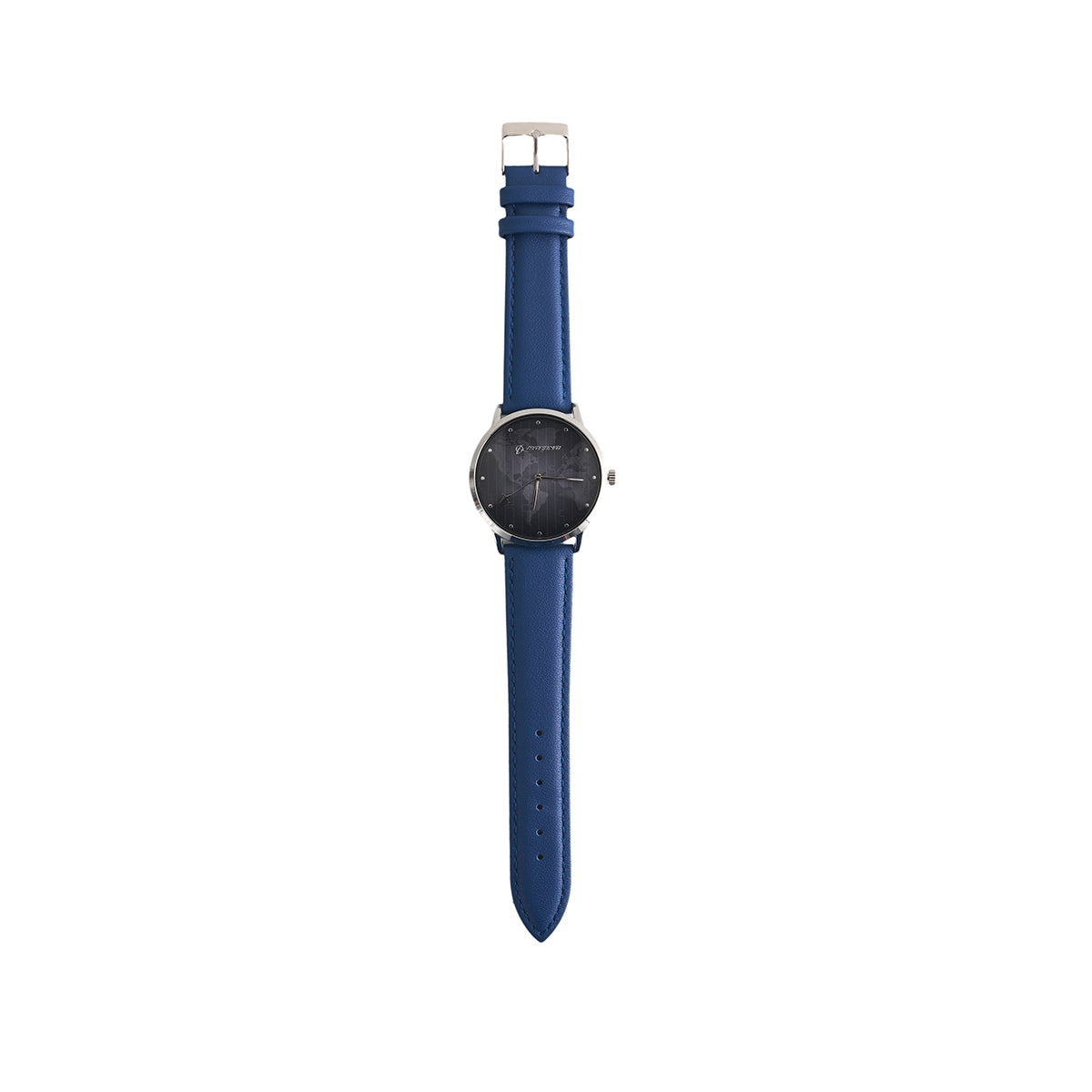 The BOEING Men's Rotating Watch Black Dial features a blue leather strap and a round black face, shown vertically on a white background.