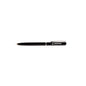 The Boeing Mini Slim Ballpoint Pen by The Boeing Store features a sleek black barrel with a white Boeing logo and silver clip, crafted from brass metal and elegantly centered on a plain white background.