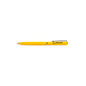 A sleek Boeing Mini Slim Ballpoint Pen, yellow with a silver clip and Boeing logo in black, crafted from brass by The Boeing Store, lies horizontally on a plain white background.