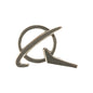 The BOEING Symbol Logo Silver Pin features a sleek, stylized ring intersected by a diagonal swoosh—reminiscent of an abstract aerospace or airline logo—inspired by modern Boeing designs. Presented on a white background, this accessory is the ideal choice for pilots and aviation enthusiasts alike.