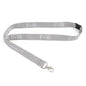 The Boeing F-15 Eagle Series Lanyard by BOEING is gray with a metal clip and features F-15 and BOEING printed in white.
