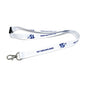 The BOEING 787 Dreamliner 15 Year Anniversary Lanyard is a white aviation lanyard featuring blue “787 DREAMLINER” and “15 YEARS” text alongside a BOEING logo. This pilot lanyard includes a metal clip and a black plastic buckle, and is shown on a white background.