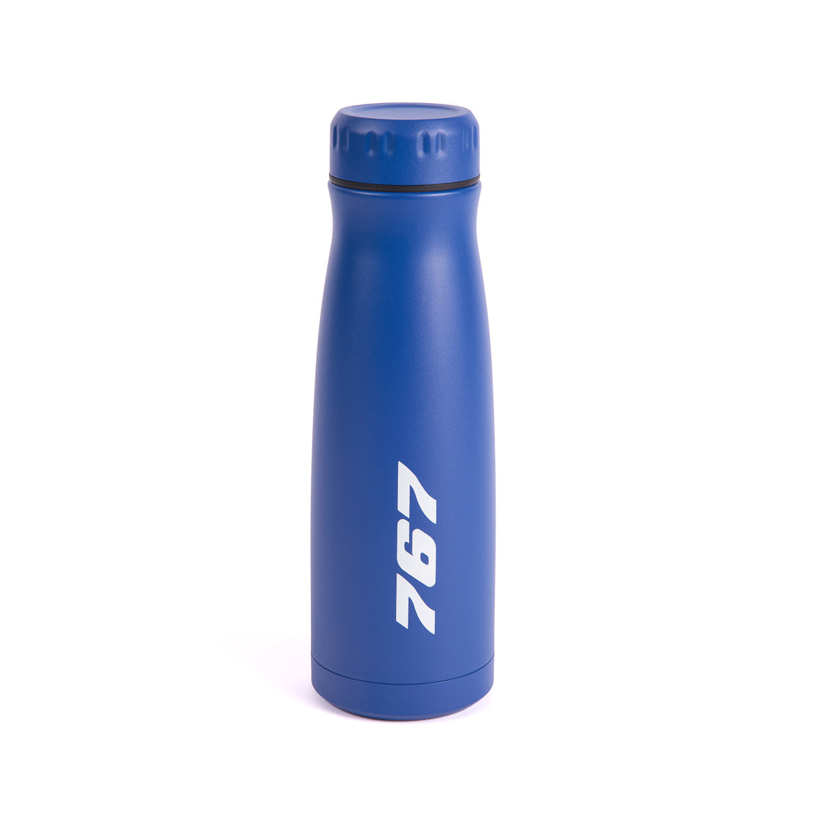 The Boeing Store’s Boeing 767 Stratotype 17 oz Water Bottle, featuring a blue body, screw-on lid, and white vertical "767" print, is the ideal aviation-themed water bottle for enthusiasts.