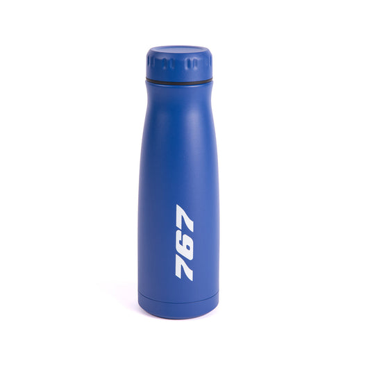 The Boeing Store’s Boeing 767 Stratotype 17 oz Water Bottle, featuring a blue body, screw-on lid, and white vertical "767" print, is the ideal aviation-themed water bottle for enthusiasts.