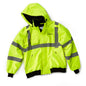 Boeing Safety Jacket in Neon Green color.  Black Boeing logo on left chest.  Hi-Vis reflective  stripes on arm and across the body.