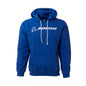 Royal hoodie with white Boeing signature logo across the chest.  Front kangaroo pouch and white drawstrings.