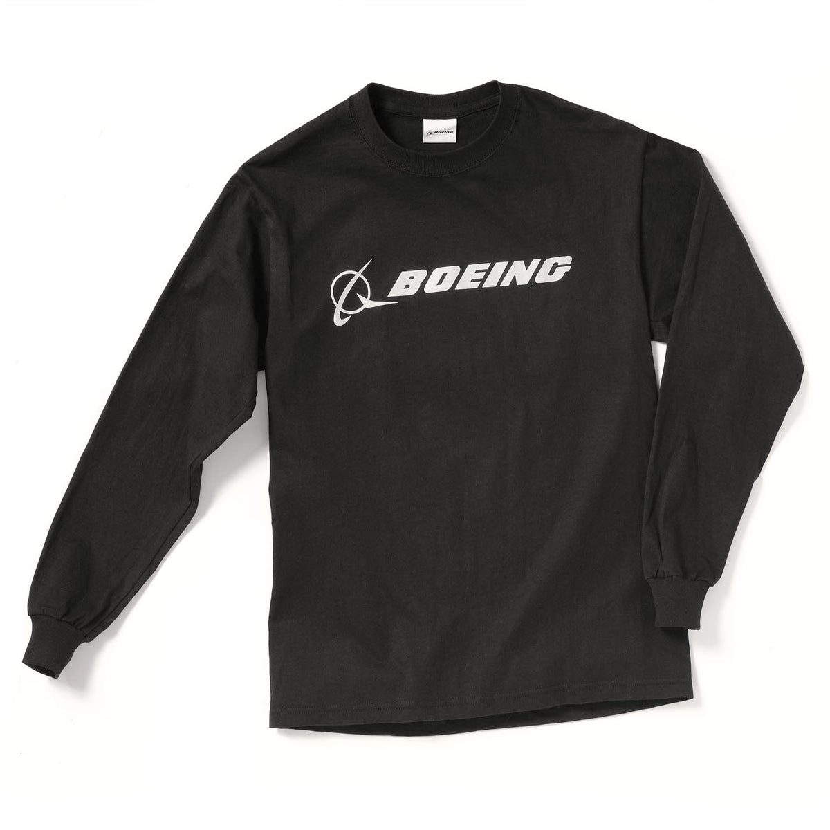 Boeing Logo Signature Long-Sleeve T-Shirt in black with white Boeing logo across the chest